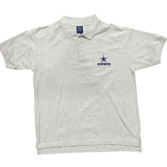 NFL Dallas Cowboys Football Light Grey Polo Shirt Cotton Men's Size Large - Picture 1 of 7